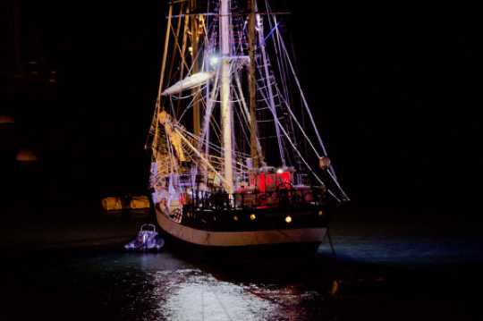 01 April 2021 - 22-23-21
Looking far more colourful in this photograph than it did in real life, tall ship Pelican of London shows off its night time illuminations.
----------------
Tall ship Pelican of London